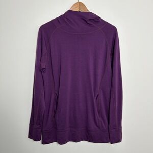 Ibex Hoodie Women Large 100% Merino Wool Base Layer Pull-on Purple
